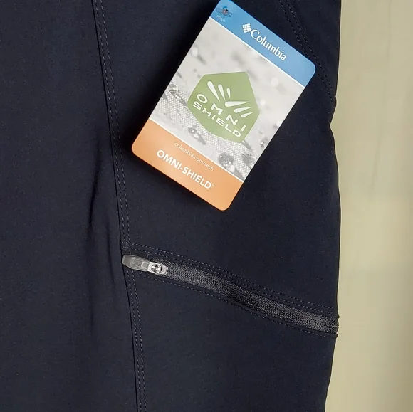 New Women XL Columbia Omni-Shell Lined Sleek Black Leggings with Side Pocket - Picture 3 of 16